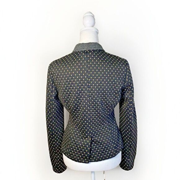 Free People Preppy Diamond Quilted Knit Tweed Polka Dots Blazer Black Jacket  SP - Picture 5 of 14